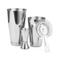 Best 4 Piece Cocktail Making Set/18oz Unweighted & 28oz Weighted Professional Bartender Cocktail Shaker Set with Double Jigger